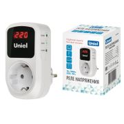 UBR-E35 WHITE Реле напряжения однофазное, 16А, 3500Вт, с заземлением. Белый. TM Uniel