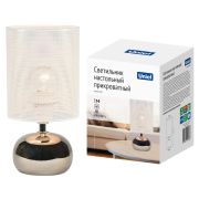 UML-B307 E14 SILVER/WHITE Светильник настольный декоративный под лампу Е14, 40W. Механический выключатель. Серебристый/Белый. ТМ Uniel