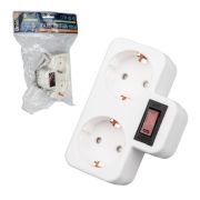 S-GES2-16PB WHITE Разветвитель сетевой с выключателем, с/з. 2 гнезда. 16А, 3500Вт. Белый. ТМ Uniel