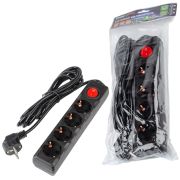 S-GCU4-3B BLACK Удлинитель серии Ultra, шнур 3м., 4 гнезда, 16A, с/з. Черный. TM Uniel