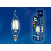 LED-CW35-6W/WW/E14/CL PLS02WH Лампа светодиодная. Форма «свеча на ветру», прозрачная. Серия Sky. Теплый белый свет. Картон. ТМ Uniel.