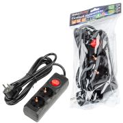 S-GCU2-3B BLACK Удлинитель серии Ultra, шнур 3м., 2 гнезда, 16A, с/з. Черный. TM Uniel