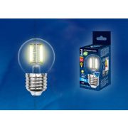 LED-G45-6W/WW/E27/CL PLS02WH Лампа светодиодная. Форма «шар», прозрачная. Серия Sky. Теплый белый свет. Картон. ТМ Uniel.