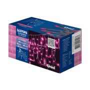 ULD-B2005-048/DTA PINK IP20 Бахрома светодиодная, 2м. 48 светодиодов. Розовый свет. Провод прозрачный. ТМ Uniel