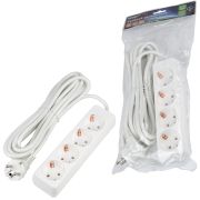 S-GCU4-5 WHITE Удлинитель серии Ultra, шнур 5м., 4 гнезда, 16A, с/з. Белый. TM Uniel