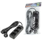 S-CU3-3 BLACK Удлинитель серии Ultra, шнур 3м., 3 гнезда, 10A, б/з. Черный. TM Uniel
