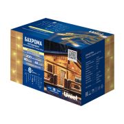 ULD-B6007-200/STK WARM WHITE IP44 Бахрома светодиодная со статическим свечением, 6м. Соединяемая. 200 светодиодов. Теплый белый свет.  Провод прозрачный. ТМ Uniel