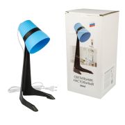 ULO-K22 D/E14/A BLACK/BLUE Светильник настольный, 40W. Цоколь E14. Механический выключатель. Черный с синим. ТМ Uniel