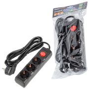 S-GCU3-3B BLACK Удлинитель серии Ultra, шнур 3м., 3 гнезда, 16A, с/з. Черный. TM Uniel