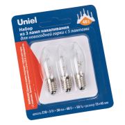 IL-CT13-CL-03/E10/48V SET3 BLISTER Лампа накаливания для новогодней горки на 5 ламп, 3Вт, прозрачная. 48V. Набор из 3шт. в блистере. ТМ Uniel