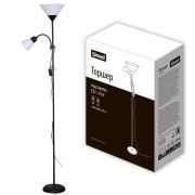 UML-T520 E27+E14 BLACK/WHITE Торшер напольный под лампу Е27 и Е14, 2х60W. Черный/Белый. ТМ Uniel
