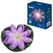 USL-S-828/PT060 PURPLE WATERLILY Садовый светильник на солнечной батарее «Фиолетовая кувшинка». Плавающий. 1 светодиода. Теплый белый свет. 1*ААA Ni-Mh аккумулятор в/к. IP44. TM Uniel
