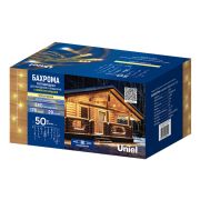 ULD-B50006-880/TTK WARM WHITE IP44 Бахрома светодиодная с эффектом мерцания, 50м. Соединяемая. 880 светодиодов. Теплый белый свет. Провод прозрачный. ТМ Uniel