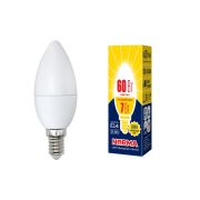 LED-C37-7W/WW/E14/FR/NR Лампа светодиодная. Форма «свеча», матовая. Серия Norma. Теплый белый свет (3000K). Картон. ТМ Volpe