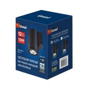 ULU-S21С-12W/2700K IP65 BLACK Светильник светодиодный уличный. Архитектурный накладной. Теплый белый свет (2700K). Корпус черный. TM Uniel