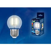 LED-G45-6W/WW/E27/FR PLS02WH Лампа светодиодная. Форма «шар», матовая. Серия Sky. Теплый белый свет. Картон. ТМ Uniel.