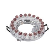 DLS-P115 GU5.3 CHROME/CLEAR+PURPLE Светильник декоративный встраиваемый, серия Peonia. Без лампы, цоколь GU5.3.  Металл/стекло. Хром/прозрачный+пурпурный. ТМ Fametto