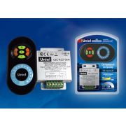 ULC-R22-DIM Black Контроллер для управления яркостью одноцветных светодиодных источников света с пультом с ДУ. Цвет пульта черный. Упаковка — блистер.