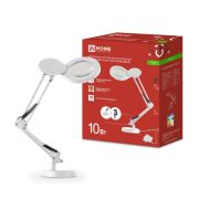 Светильник настольный светодиодный на основании + струбцина PLUS ССО-22Б-ЛП 10Вт 3000-6500К, 5х лупа, с адаптером БЕЛЫЙ IN HOME