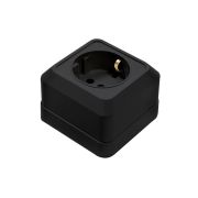 Розетка одинарная с заземлением BOLLETO черная накладная 7028B IN HOME