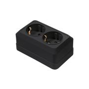 Розетка двойная с заземлением BOLLETO черная накладная 7128B IN HOME