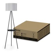 Светильник напольный под лампу ТНО 04ПВ-Е27-GB 230В полка, серый абажур, черная тренога IN HOME