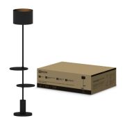 Светильник напольный под лампу ТНО 09-2ПЕ27-BB USB-C две полки, черный абажур, черное основание IN HOME