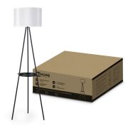 Светильник напольный под лампу ТНО 04ПВ-Е27-WB 230В полка, белый абажур, черная тренога IN HOME