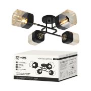 Люстра поворотная под лампу AURA TESO-4E27ST-BL 4хЕ27 янтарные плафоны, черный корпус IN HOME