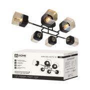 Люстра поворотная под лампу AURA TESO-6E27ST-BL 6хЕ27 янтарные плафоны, черный корпус IN HOME