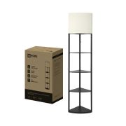 Светильник напольный под лампу этажерка угловая ТНО 11С-Е27-WB белый абажур, черный корпус IN HOME