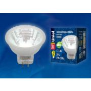 LED-MR11-3W/NW/GU4/220V GLZ21TR  Лампа светодиодная, 220V. Прозрачная. Белый свет (4000K). Картон. ТМ Uniel.