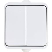 Выключатель двухклавишный AQUA белый полугерметичный 3200 IN HOME