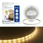Светодиодная LED лента Feron LS603, 60SMD(2835)/м 4.8Вт/м 12V 5м 3000К