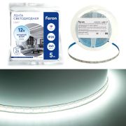 Светодиодная LED лента Feron LS617, 240SMD(2835)/м 19Вт/м 12V 5000*10*1.22мм 6500К, IP20