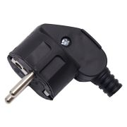 Вилка угловая с/з STEKKER, PPG16-41-202, пластик, 250В, 16A, IP20, черный