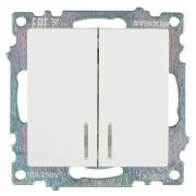 Выключатель 2-клавишный c индикатором (механизм), STEKKER GLS10-7102-01, 250В, 10А, серия Катрин, белый