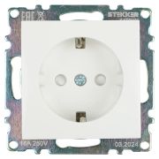 Розетка 1-местная с/з (механизм), STEKKER GLS16-7110-01, 250В, 16А с защитной шторкой, серия Катрин, белый