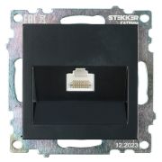 Розетка компьютерная 1-местная RJ-45 (механизм), STEKKER GLS00-7107-05, серия Катрин, черный