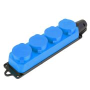 Розетка переносная 4-местная c/з STEKKER, RST16-24-44-4 , 250В, 16А, IP44, синий