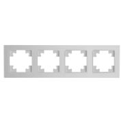 Рамка 4-местная, стекло, STEKKER, GFR00-7004-01, серия Катрин, белый матовый