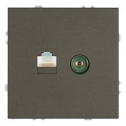 Розетка TV + компьютерная RJ-45 (механизм), STEKKER, серия Эмили, RST00-5106-09, антрацит, soft touch