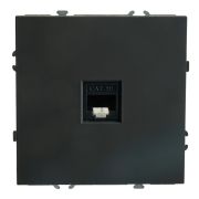 Розетка компьютерная 1-местная RJ-45 (механизм), STEKKER, серия Эмили, RST00-5117-05, черный уголь, soft touch