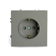 Розетка 1-местная с защитной шторкой с/з (механизм), STEKKER, 250В, 16А, серия Эмили, RST16-5110-10, платиново-серый, soft touch