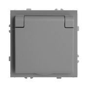 Розетка 1-местная с крышкой с защ. штор, STEKKER, б/з, 250В, 16А, серия Эмили, RST16-5113-10, платиново-серый, soft touch