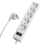 Сетевой фильтр 5-местный с/з STEKKER HM20-51-02 3x1мм2, 1,8 м, серия Optima, белый