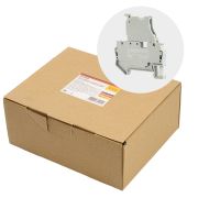 Зажим пружинный STEKKER, 2-проводной проходной 4,0 мм²  (JXB ST 4) с размыкателем и предохранителем, LD552-1-00, серый