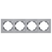Рамка 4-местная, металл, STEKKER, MFR00-7004-03, серия Катрин, серебро