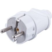 Вилка STEKKER PPG16-42-201 прямая с заземляющим контактом, ABS пластик 250В, 16A, IP20, белая