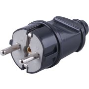 Вилка прямая с/з STEKKER, PPG16-42-201, ABS пластик, 250В, 16A, IP20, черный